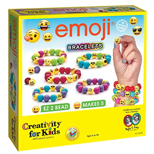 Creativity for Kids Emoji Bracelets, Makes 5 Bead Bracelets - Arts and Crafts Jewelry Making for Kids