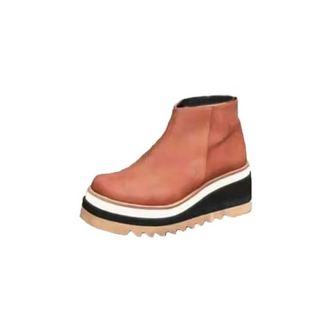 

jsaierl Fashion Slope Heel Large Size Boots For Women Boots Thick Soled Thick Ladies Short Boots Shoes