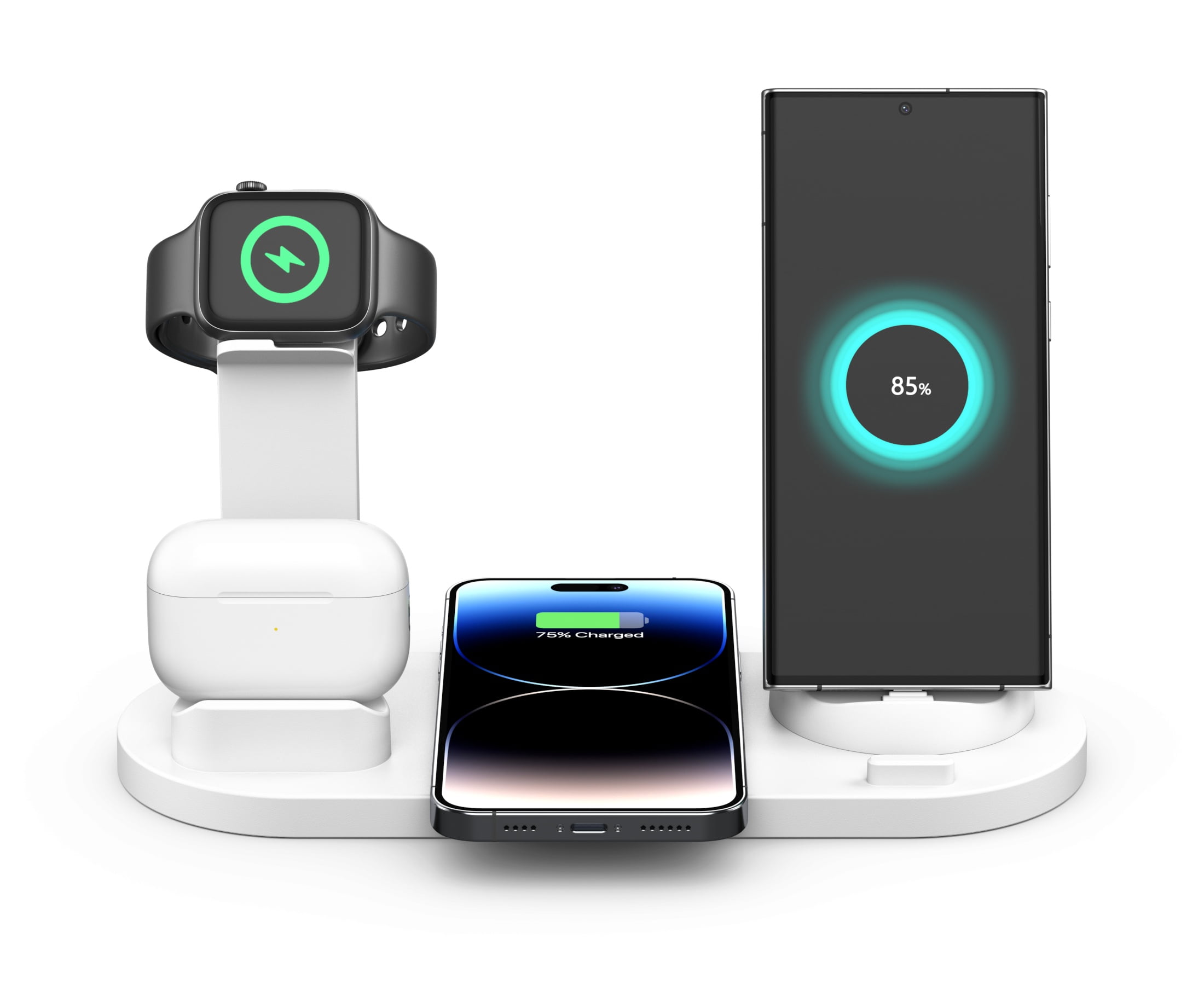 Egoelife Wireless Charger Mobile Phone Charging Station For Multiple Devices , Multi-in-one Charger, Fast Charging, White