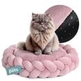 thumbnail image 1 of Cama Redonda para Perro y Gato Esquimal Rosa Cojín Antiestrés Trenzado Lavable, 1 of 6