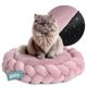 thumbnail image 1 of Cama Redonda para Perro y Gato Esquimal Rosa Cojín Antiestrés Trenzado Lavable, 1 of 6