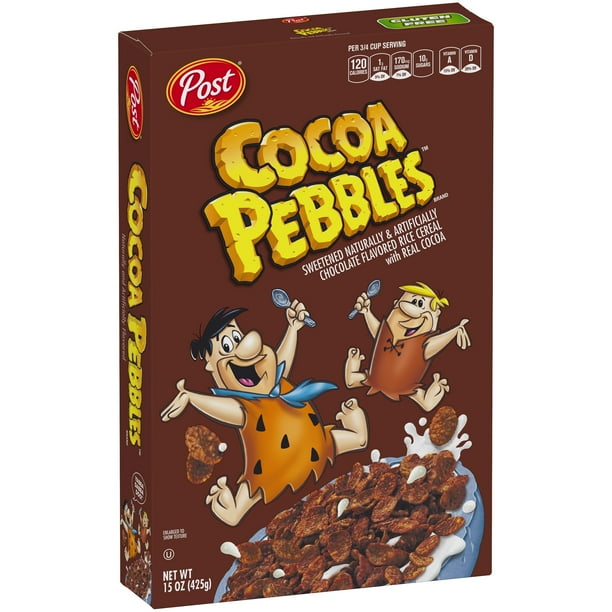 Post Cocoa Pebbles Breakfast Cereal, Chocolate, 15 Oz