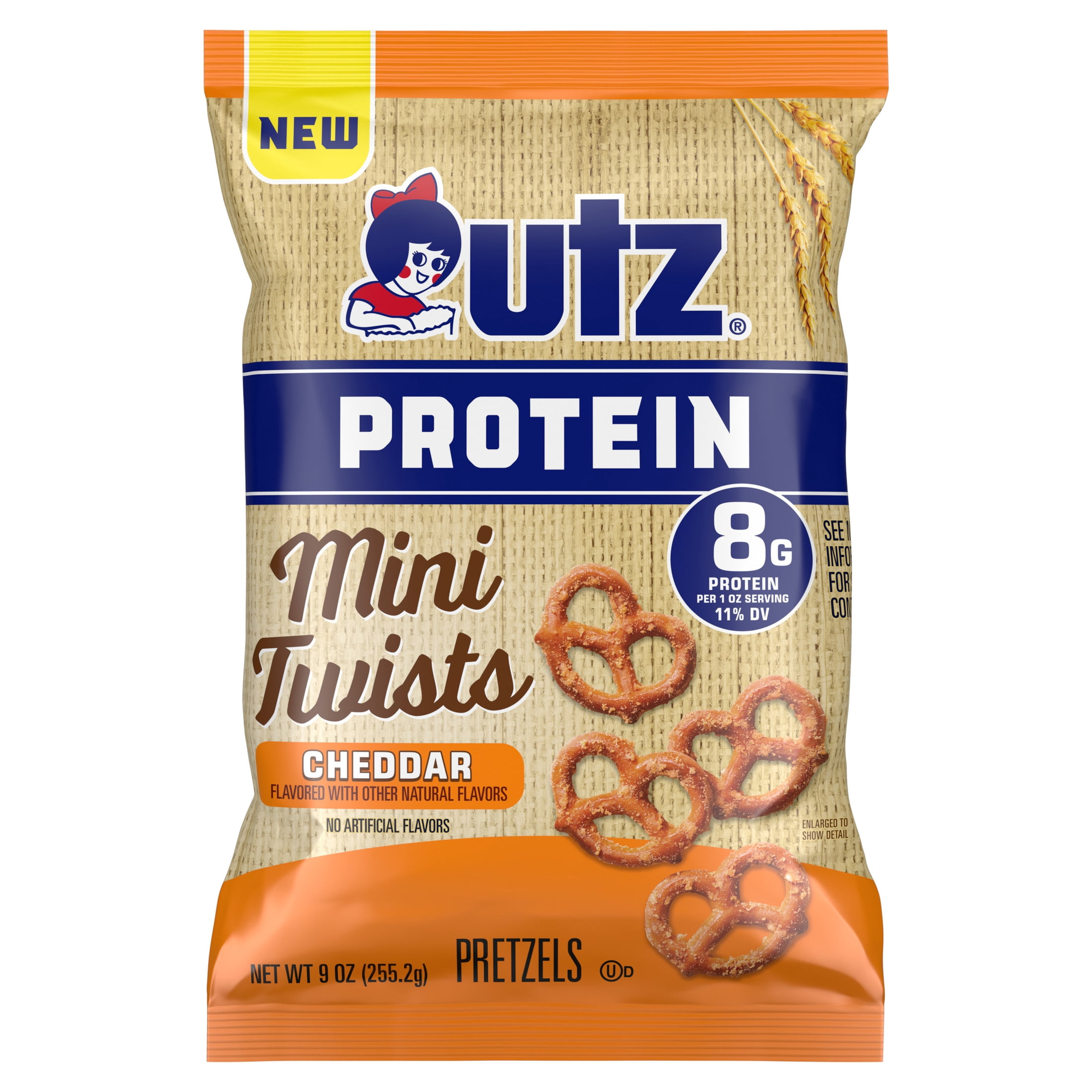 Utz Protein Cheddar Mini Twist Pretzels, 9 oz (5 Count)
