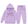 thumbnail image 4 of LUOGENLI Outfits Girls Jumpsuits Child Toddler Boys Girls Long Sleeve Solid Warm Hoodie Pullover Tops Pants Kids Outfits Sweat Suit Girls' Jumpsuits & Rompers Purple 4-5 Years, 4 of 4