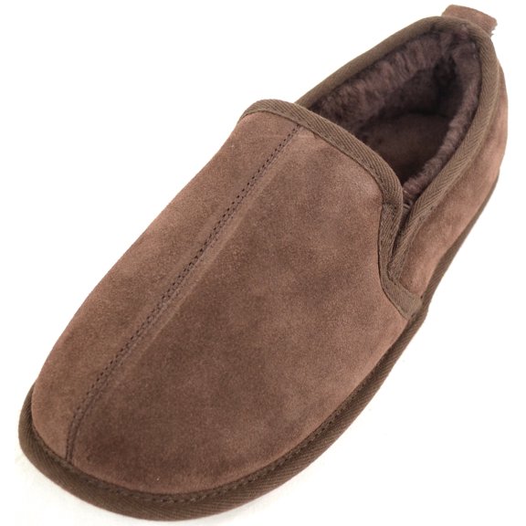 Snugrugs Mens Luxury Sheepskin Slipper with Light Weight Suede Sole - Brown - US 11