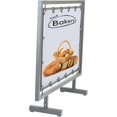 thumbnail image 3 of M&T Displays Silver Steel Control Barrier 65x24–Floor Standing Advertising Fence with Vinyl Banner Holder Movable Street Barrier for Restaurant, Cafe, Bar, Trade Shows, Events, Social Distancing, 3 of 17