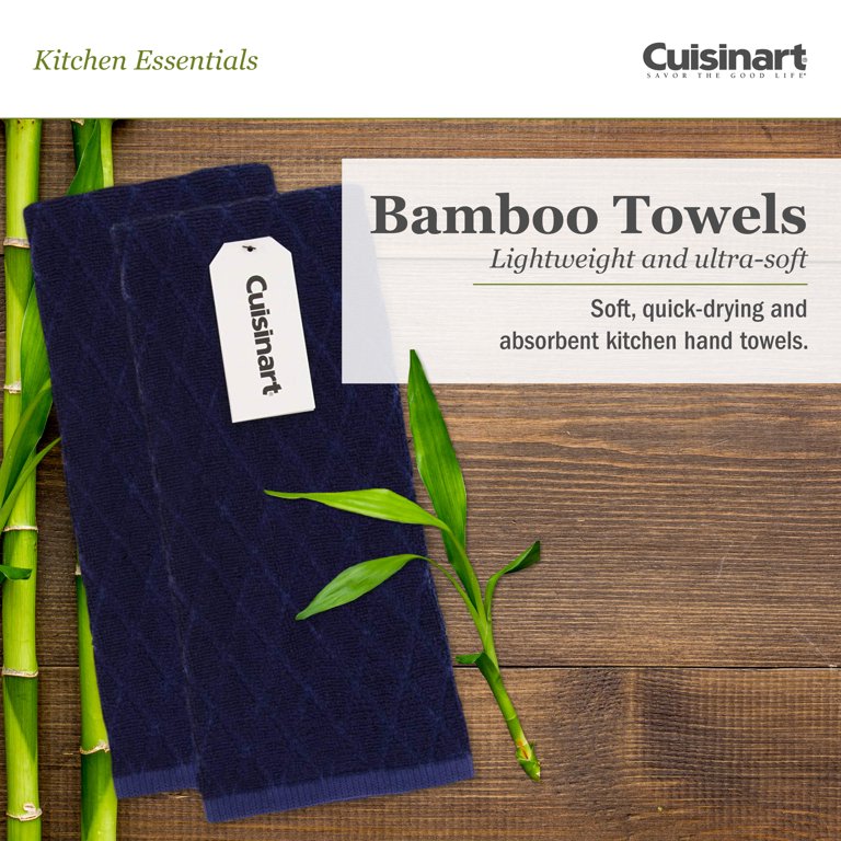 Cuisinart Kitchen Towels - Ultra Soft, Absorbent & - Premium / Cotton Fiber Blend - Navy Aura, Set of 2, 16 inch x 26 inch - Diamond Pattern, Blue