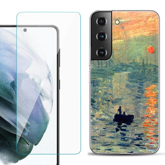 Slim-Fit TPU Fashion Phone Case for Samsung Galaxy S22 5G, with Tempered Glass Screen Protector, by OneToughShield ® - Sunrise Impression