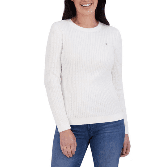 Tommy Hilfiger Women's Cable Knit Sweater Ivory Small
