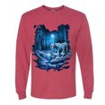thumbnail image 2 of Wild Bobby, Tiger In The Snowy Night Animal Lover Mens Long Sleeve Shirt, Vintage Heather Red, 2XL, 2 of 3