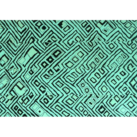 Ahgly Company Indoor Rectangle Solid Turquoise Blue Modern Area Rugs, 2' x 3'