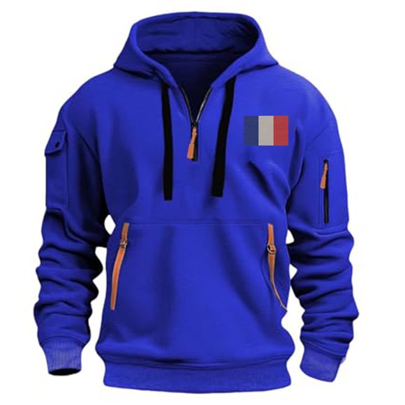 LUOGENLI Hoodies for Men Zip up Navy Blue Men's Casual Hoodies Sweatshirts Loose Fit Pullover Streetwear Autumn Winter Warm Jacket with Print Design for Daily Wear Blue Size XXXL
