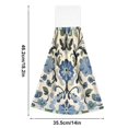 thumbnail image 6 of Yayeee Kitchen Hanging Hand Towels Set of 2 with Loop Bathroom Absorbent Tie Towel, Blue Floral, 6 of 7