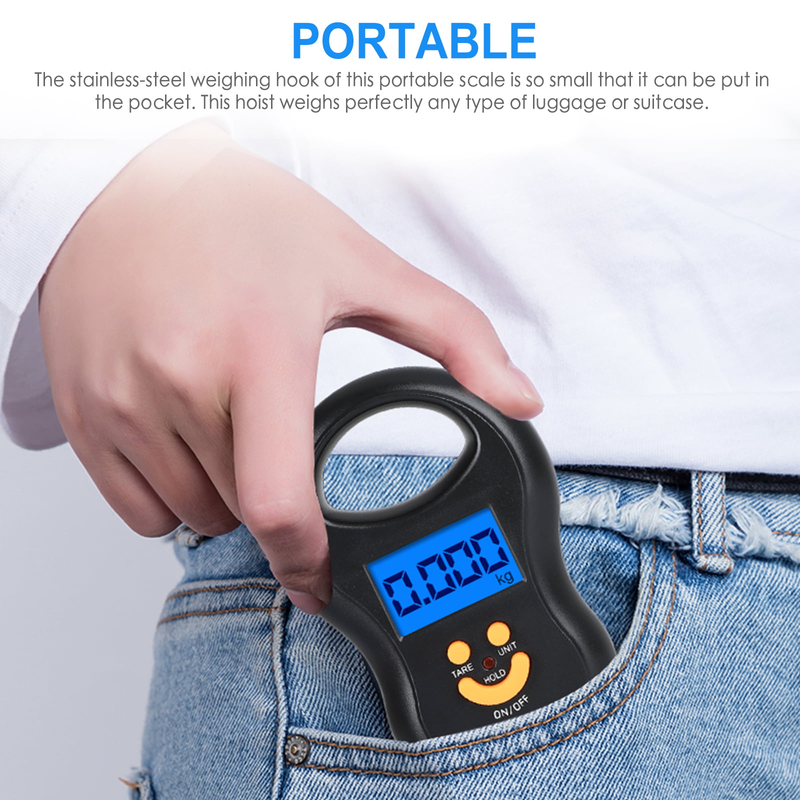 IPX7 Waterproof Fishing Scale, Dr.meter Upgraded YW-S068 110lb/50kg Backlit  LCD Display Digital Hanging Scale with Bigger Handle and Hook, Built-in  Tape, Battery Included : : Sports & Outdoors