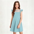 thumbnail image 4 of Zpanxa Girls Dresses, Kid's Mesh Casual Dress Solid Round Neck Sleeveless Dresses Light Blue 9 Years, 4 of 6