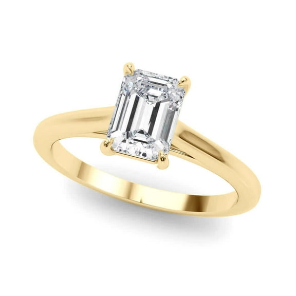 JewelMore 1 Carat to 3 Carat Emerald Cut Lab Grown Diamond Graduated Engagement Ring for Women | 14K Gold | Emerald Cut Diamond Ring | F-G Color, VS-SI Clarity | Splendid Design | 30 Day Free Return