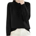 thumbnail image 2 of Black**Friday on Sale ChaoHeng Off The Shoulder Sweater Women's Solid Color Round Neck Button Detail Sweater,Fashion Casual Knit Top, 2 of 4