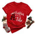 thumbnail image 3 of Gibobby Camisa navideña mujer Camiseta de manga corta con cuello redondo y estampado de Navidad para mujer(Rojo,G), 3 of 5