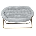 thumbnail image 6 of Pemberly Row Folding Faux Fur Double Saucer Chair with Frame in Gray/Soft Gold, 6 of 15