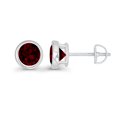 thumbnail image 2 of Decadence 925 Sterling Silver 6mm Round Bezel Set Natural Garnet January Birthstone Screwback Stud Earrings, 2 of 7