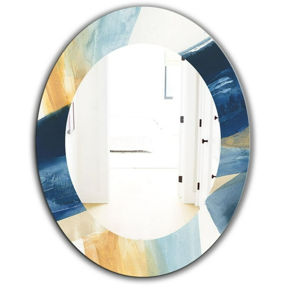 Designart 'Indigo Panel I' Modern Mirror - Oval or Round Wall Mirror - 24x36