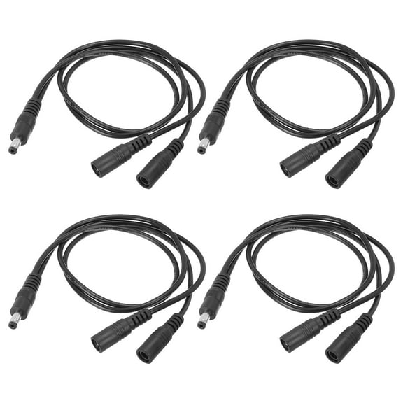 Uxcell 1 Male to 2 Female DC Power Splitter Cable, 4 Pack 5.5mmx2.1mm Y Splitter Cable