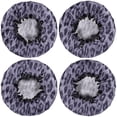 thumbnail image 2 of Shower Caps,Leopard Pattern Purple Waterproof Shower Cap for Women 4 Pieces,Double Reusable Hair Cover for Shower PEVA Elastic Stretch Hem, 2 of 7