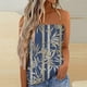 thumbnail image 2 of Gibobby Camiseta sin tirantes Bandeau para mujer, camiseta informal sin mangas para vacaciones de verano, camiseta holgada para vacaciones, blusa, camiseta sin mangas para mujer(Azul,M), 2 of 5