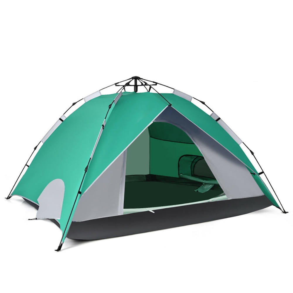 Aimee Lii 2-in-1 4 Person Instant Pop-up Waterproof Camping Tent, Easy Set Up Camping Tents Shelter, Green