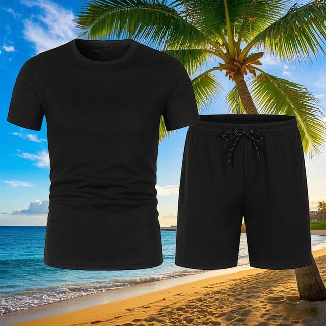 Weiqiqre Ensemble 2 Pcs pour Homme, T-Shirt à Manches Courtes à Col Ras du Cou avec Lettres et Short à Cordon, Survêtement