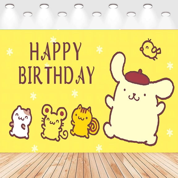 5 X3ft Pompompurin Cartoon Birthday Party Decorations Supplies, Masks Party Photography Backdrop Photo Decor Banner, Kids Boys Baby Shower Photography Backdrop