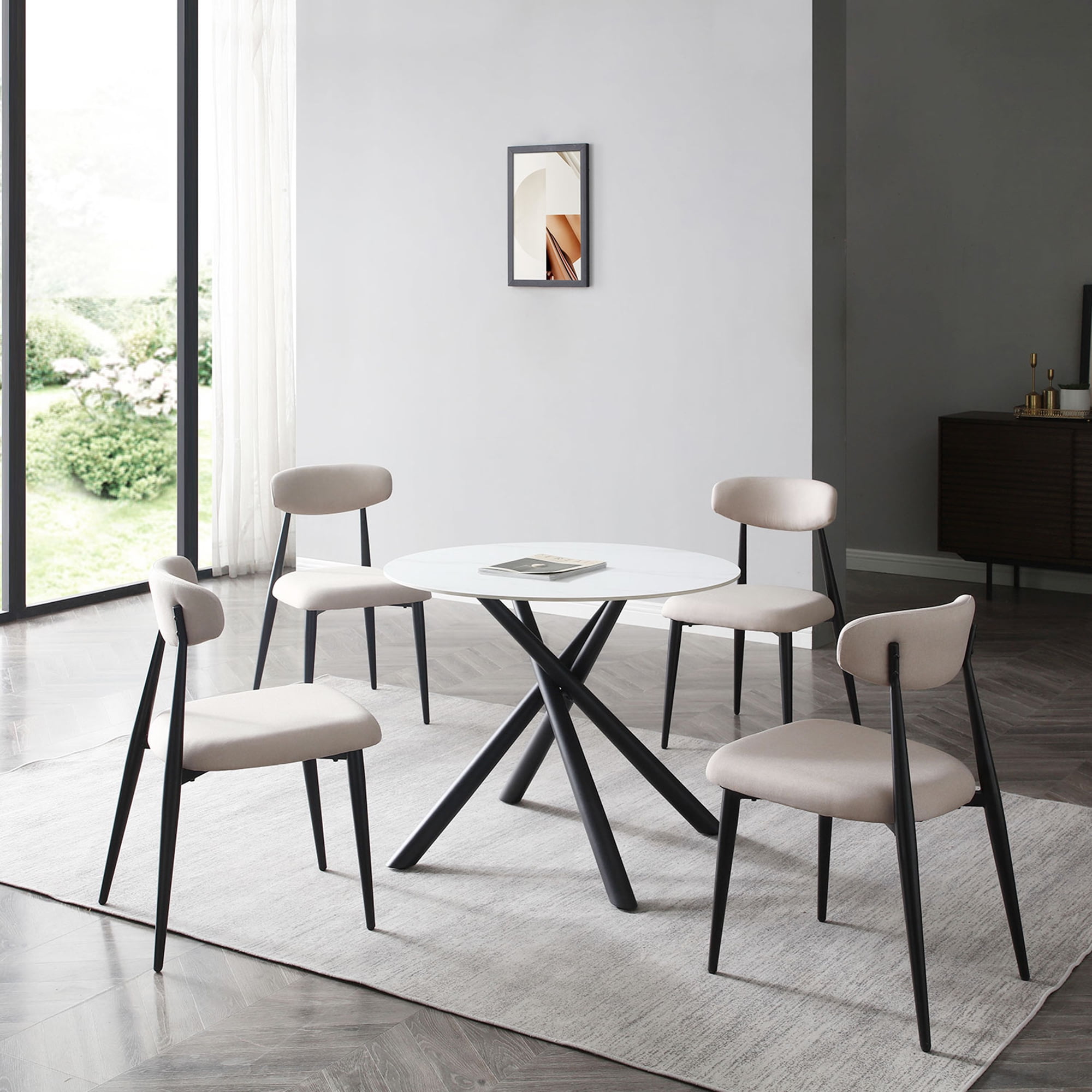 Kepooman 4Pcs Dining Chairs, Kitchen Dining Chairs with Metal Frame, Dining Side Chairs for Bedroom, Light Grey Kepooman 4Pcs Dining Chairs, Kitchen Dining Chairs with Metal Frame, Dining Side Chairs for Bedroom, Light Grey