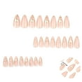 thumbnail image 5 of 24Pcs Artificial Nude Press On Nails for Women Girls,Medium/Long Almond Glue on Nails with Golden 3D Ripple,Reusable French Acrylic Full Cover Fake Nails for Beach Manicure Presents Daily Wear, 5 of 7
