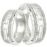 His & Hers Wedding Ring Set Wide Sterling Silver Wedding Bands for Him Her 5/9