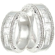 His & Hers Wedding Ring Set Wide Sterling Silver Wedding Bands for Him Her (5/9)