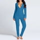 thumbnail image 3 of Pijama Sexy para mujer, mono de Color liso con botones, ropa de dormir con solapa abotonada para el hogar, Otoño e Invierno, 3 of 4