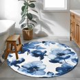 thumbnail image 4 of Spring Floral Round Area&nbsp;Rug 4ft Watercolor Gradient Blue Leaves Flower Rustic Farmhouse Non-Slip&nbsp;Washable Circle Rugs Soft Felt Indoor Floor Mat for Bedroom Kitchen Living Room Bathroom, 4 of 9