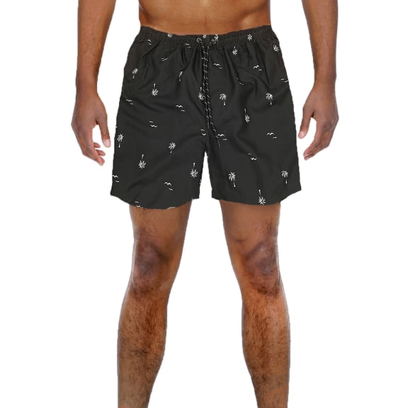 Weiv Men's Palm Tree Print Swim Trunks 5.5" Quick Dry Beach Swim Shorts for Men with Mesh Lining