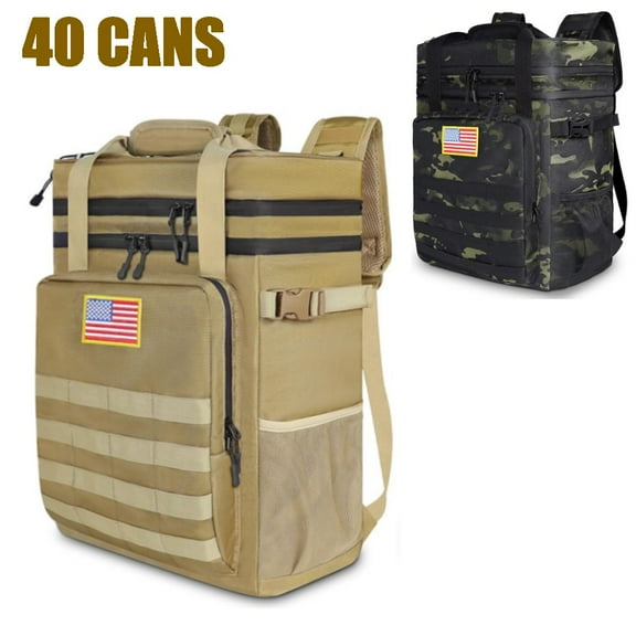 40 Cans Tactical Backpack Cooler, AYAMAYA Leakproof Cooler Backpack, Portable Soft Cooler Bag Waterproof for Beach Travel Camping Picnic Hiking, Sand