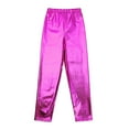 thumbnail image 4 of TiaoBug Kids Girls Shiny Metallic Leggings Bottoms Skinny Tights Pants Hip-Hop Jazz Street Dancewear Rose Red 7-8, 4 of 5