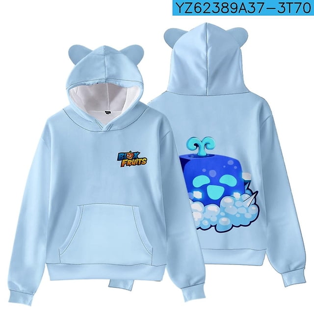 Sweat à Capuche Roblox Game Blox Fruits Oreilles de Chat pour Adultes et Garçons et Filles imprimé-KEEW