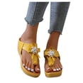 thumbnail image 5 of Wide Sandals for Women,Women's Sandals,Womens Wedge Sandals,Comfortable Sandals for Women,Womans Sandals,Women Summer Casual Low Wedges Sandals Beach Sandals,Yellow,9.5, 5 of 5
