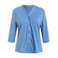 thumbnail image 5 of Godom Womens Button Down Shirts 3/4 Sleeve V Neck Dress Blouses Business Casual Tops, 5 of 7