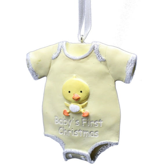 Baby's First Christmas Onesie Ornament - Yellow - Duck