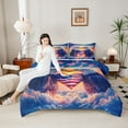 thumbnail image 4 of Castle Fairy Safari Eagles Bedding Comforter Set 2pcs for Boys Girls,USA Flag Love Heart Twin Comforter Sets Microfiber,Vintage Aesthetic Breathable Bedding Set,Super Cozy Room Decor,Reversible, 4 of 8