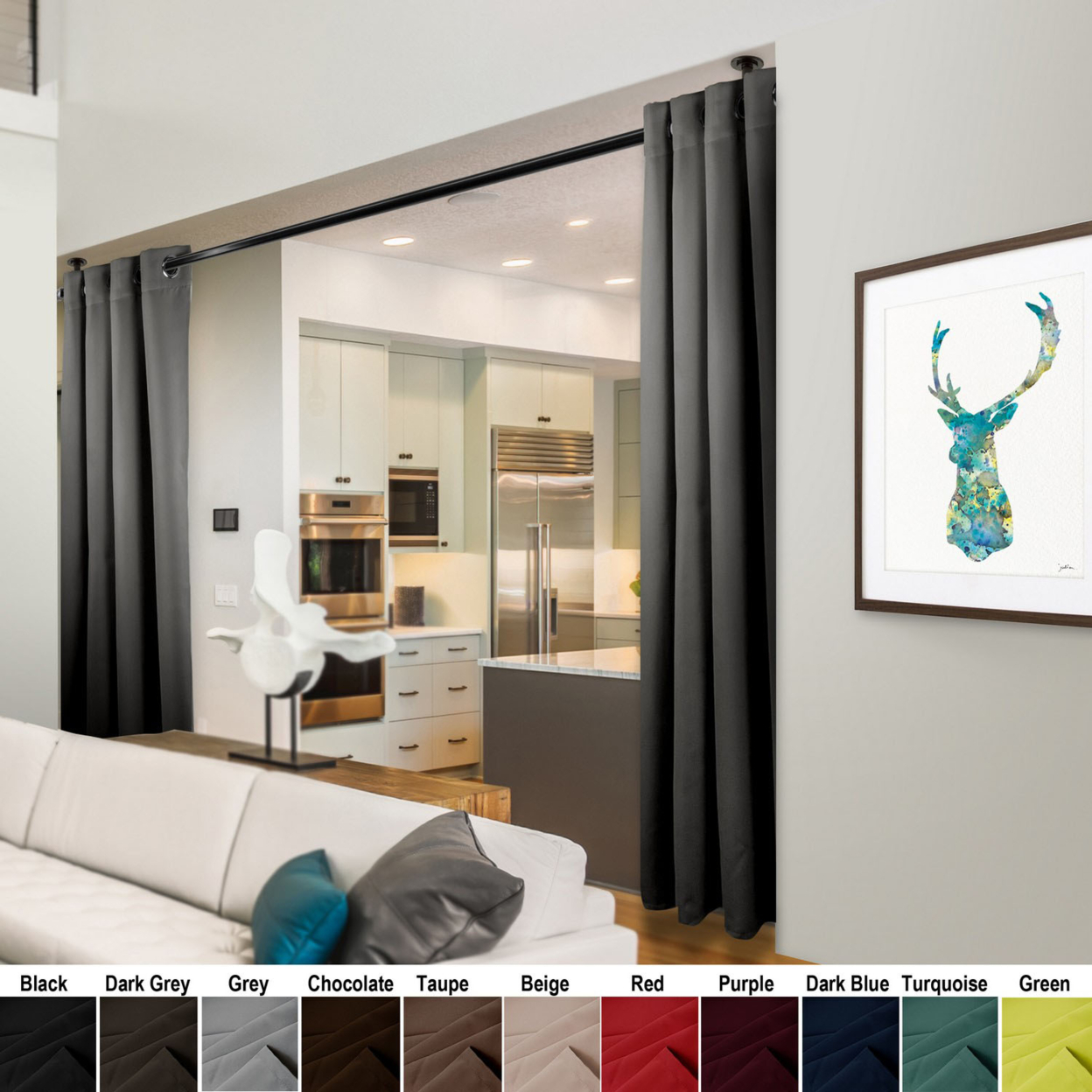 Premium Heavy Duty Room Divider Curtain / Patio Curtain with Grommet 1 Panel - Light Grey 180" x 108"