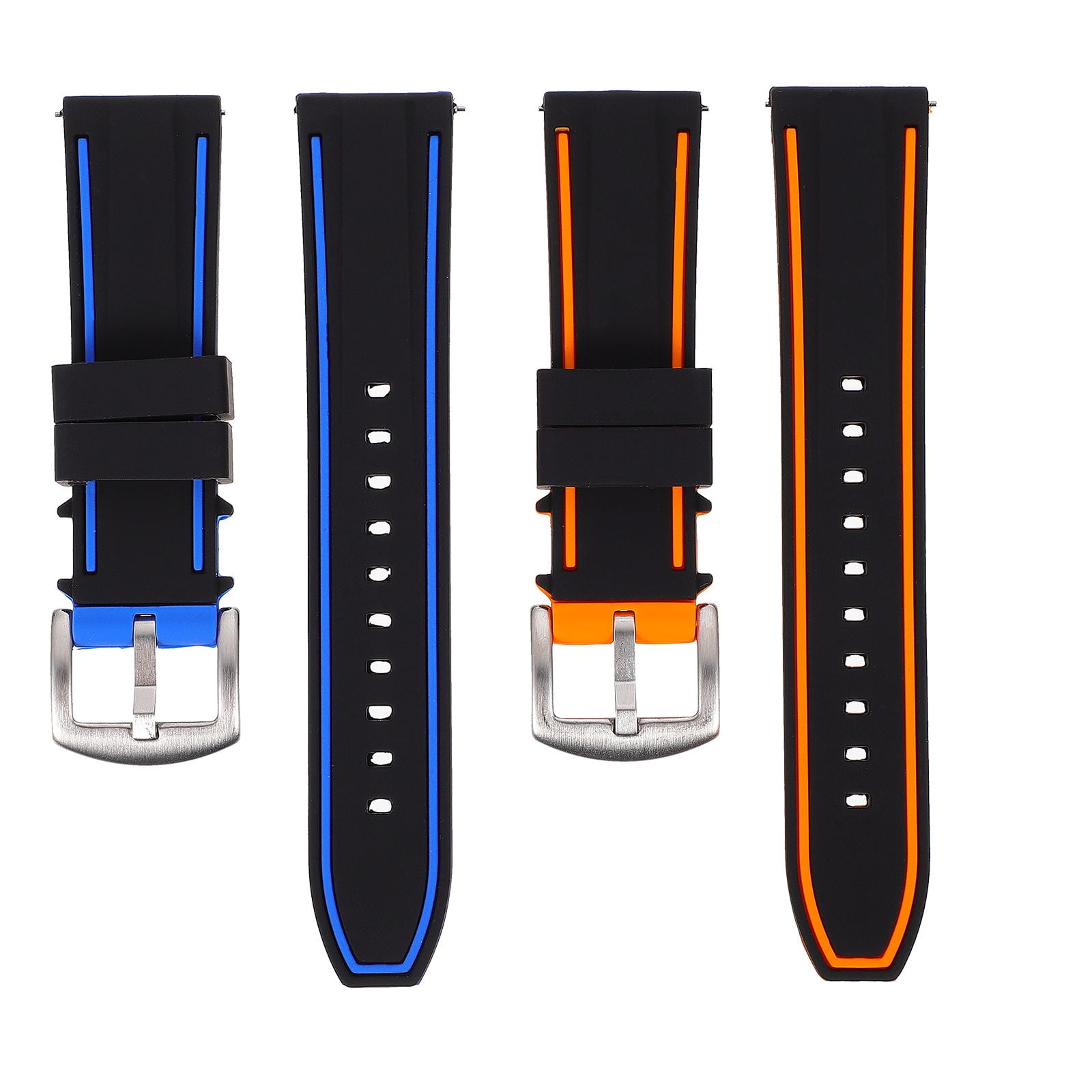 USHOBE Smartwatch Strap Black Silicone Quick Release Adjustable 2Pcs