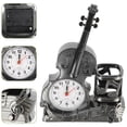 thumbnail image 5 of Reloj de violín de mesa de figuras de violín con soporte de lápiz modelo de violín adorno niños, 5 of 5