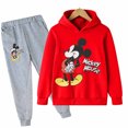 thumbnail image 3 of Conjunto de 2 piezas de sudadera con capucha y pantalones largos de manga larga con estampado de Mickey y Minnie Mouse para niñas, ropa deportiva informal para niñas, 3 of 5
