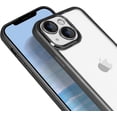 thumbnail image 2 of for iPhone 14 Plus Clear Case with Camera Lens Protector Luxury Plating Phone Case Slim Soft TPU Shockproof Protective Phone Case for iPhone 14 Plus 6.7 inch Women Men, Black, 2 of 13